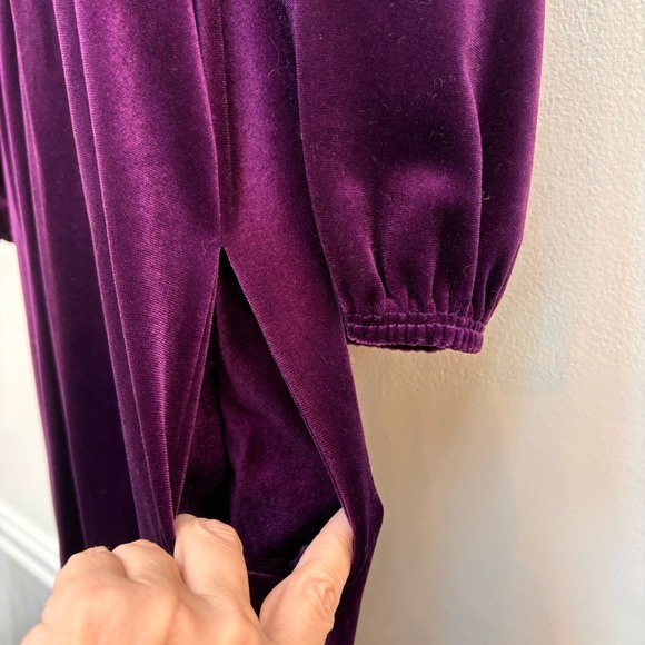 Vintage Lisanne Long Zip Front Maxi Velour Robe House Coat Union Made Purple M - Picture 6 of 9